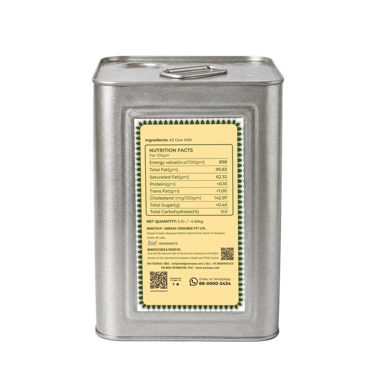 5 L, A2 Vedic Cow Ghee