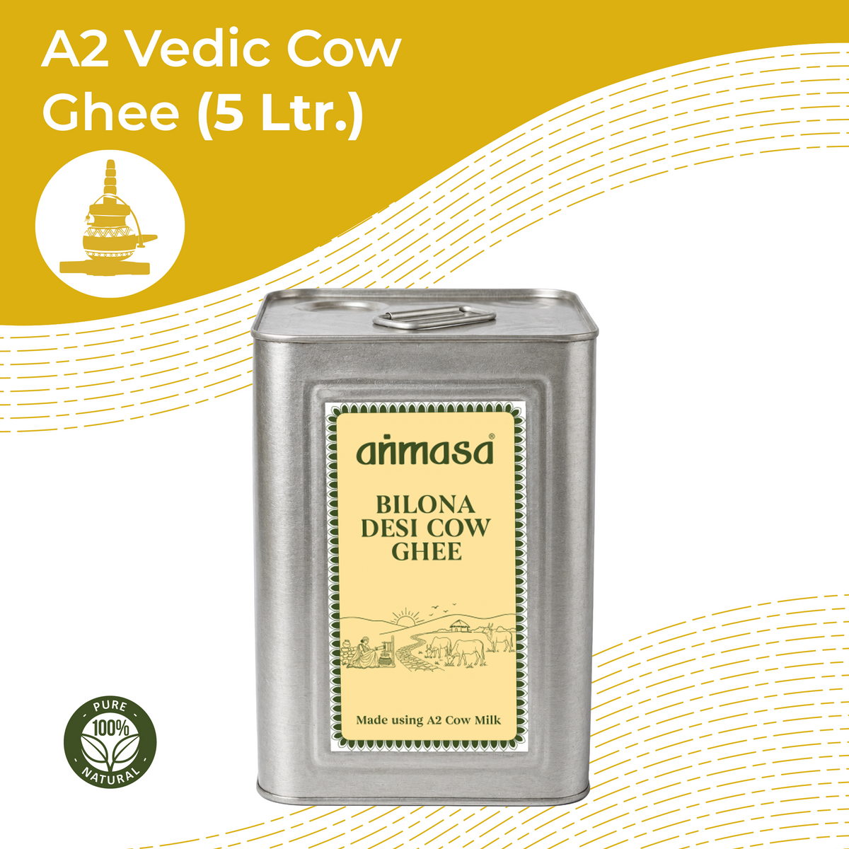 5 L, A2 Vedic Cow Ghee