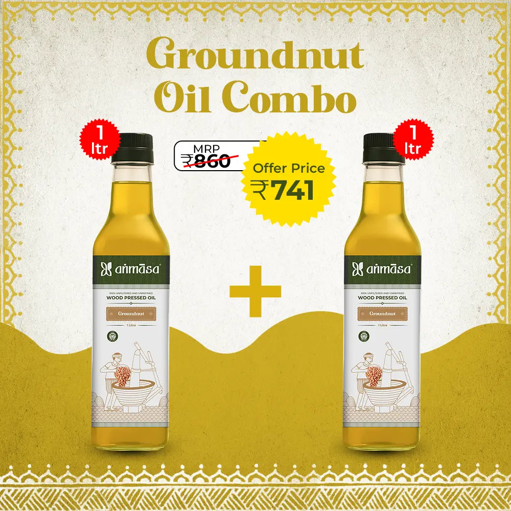 Wood-Pressed Groundnut/Peanut Oil 1 ltr (Pack of 2)