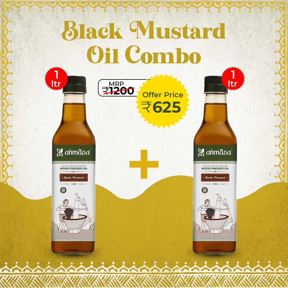 Wood Pressed Black Mustard Oil 1ltr (Pack of 2)
