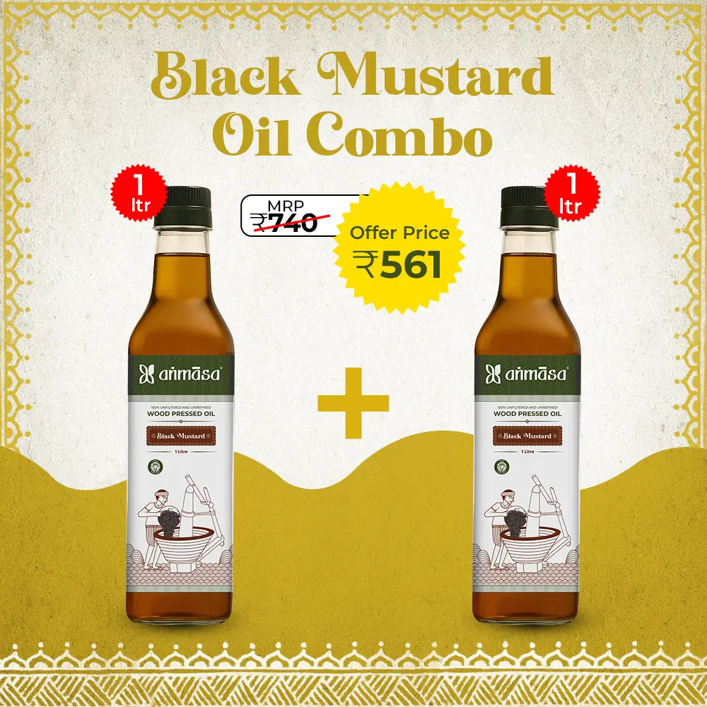 Wood Pressed Black Mustard Oil 1ltr (Pack of 2)