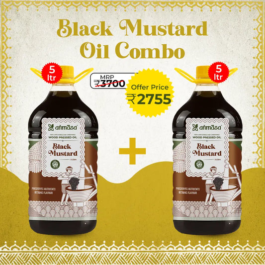 Wood Pressed Black Mustard Oil 5 ltr (Pack of 2)
