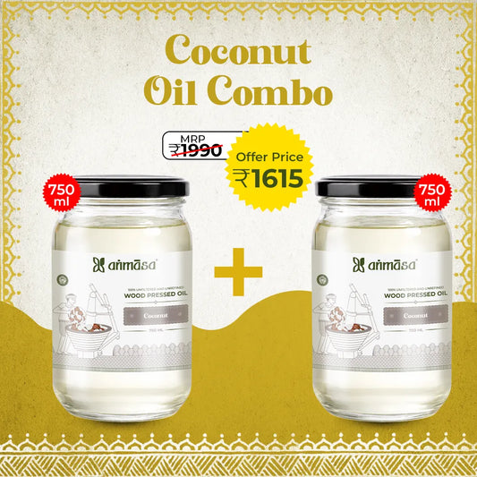 Wood-Pressed Coconut Oil 750 ml (Pack of 2)