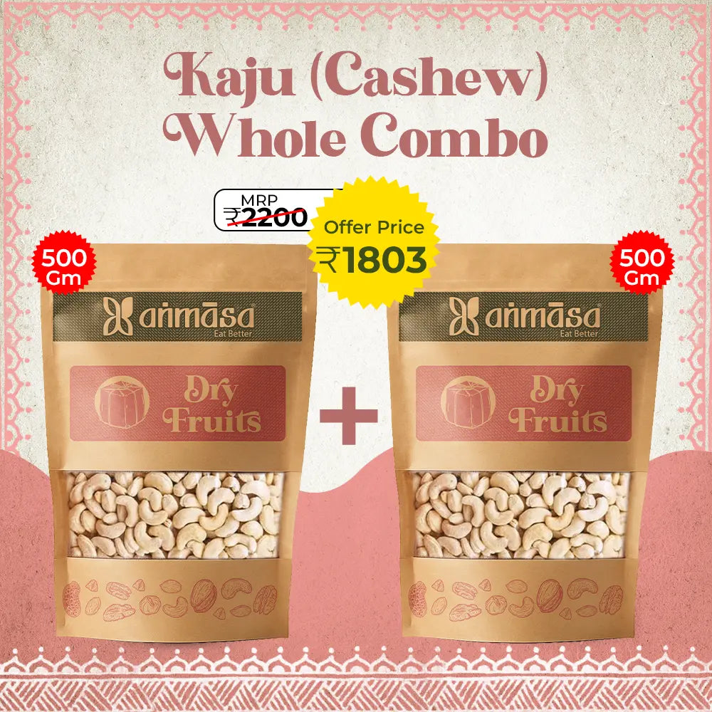 Kaju (Cashew) Whole W240 500 gm (Pack of 2)