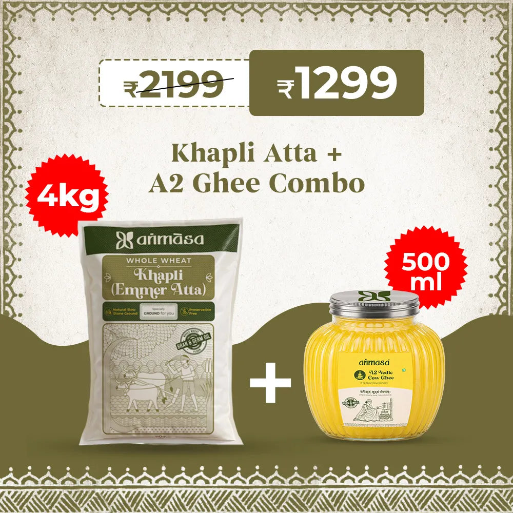 4 kg Khapli Atta + 500 ml A2 Ghee Combo